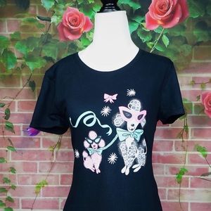 Vintage Style Pinup 1950 Poodle Dog Kitsch T-shirt